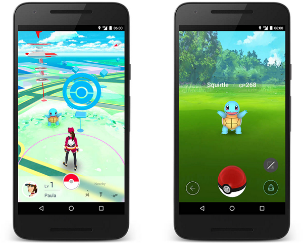 Pantallas del juego Pokémon GO